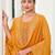 Yellow venetian silk designer festive wear readymade suit
