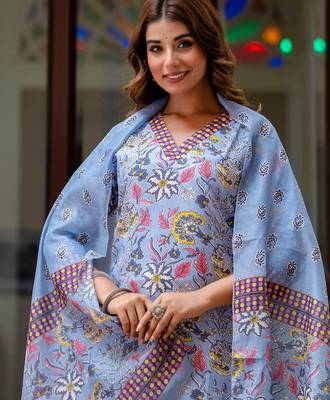 multicolor fancy blended cotton kurta set 2