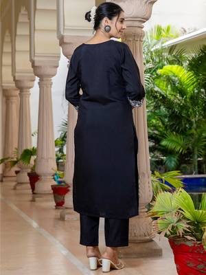 black fancy silk blend kurta set 3