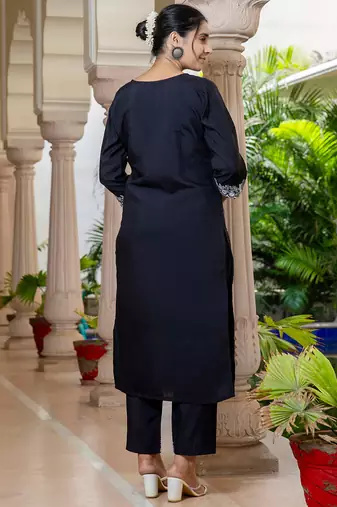 black fancy silk blend kurta set