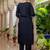 black fancy silk blend kurta set