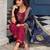 scarlet-red fancy silk kurta set