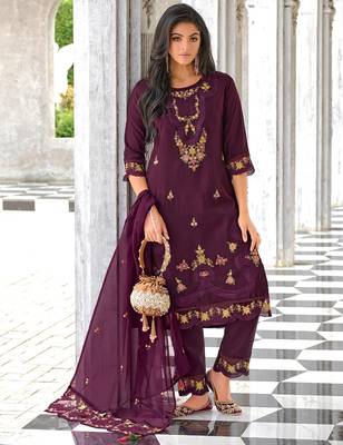 purple fancy pure viscose kurta set 3