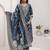 teal fancy jacquard kurta set