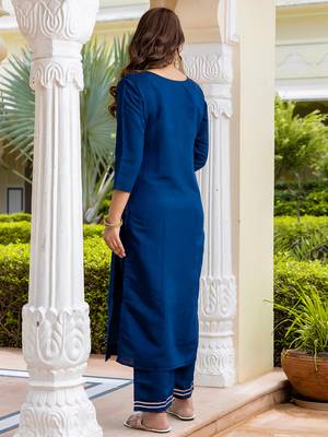 blue fancy viscose rayon kurta set 4