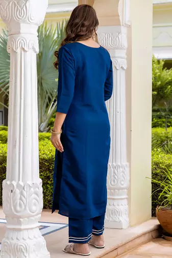 blue fancy viscose rayon kurta set