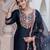Black silk blend designer festive wear readymade suit