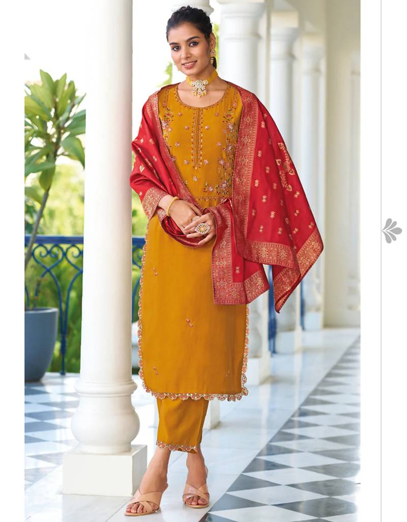 Maroon silk blend designer festive wear readymade suit