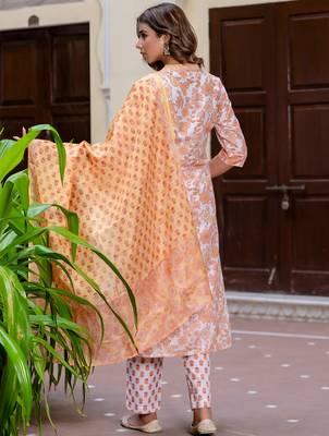 multicolor fancy blended cotton kurta set 3