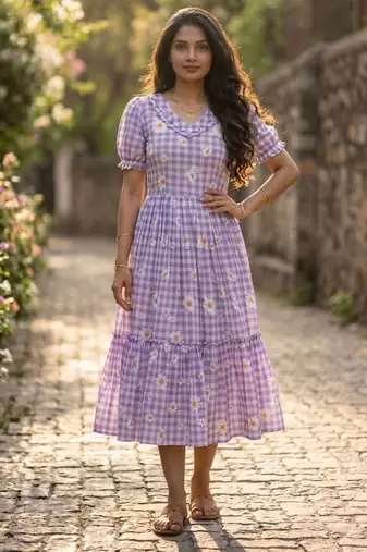 Purple color muslin printed stylish kurti