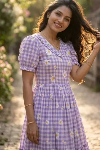 Purple color muslin printed stylish kurti