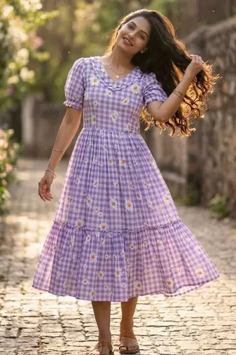 Purple color muslin printed stylish kurti