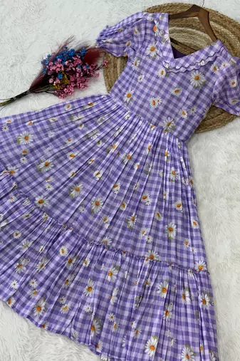 Purple color muslin printed stylish kurti