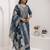 teal fancy jacquard kurta set