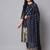 navy-blue fancy cotton silk kurta set