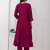 scarlet-red fancy silk kurta set