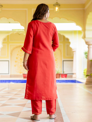 peach fancy viscose rayon kurta set 4