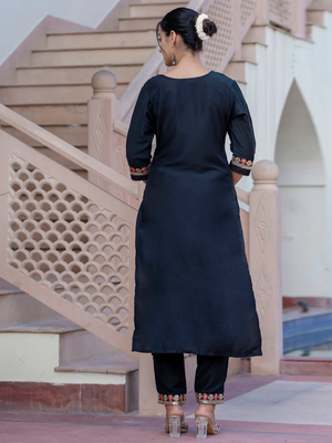 Black silk blend designer festive wear readymade suit 3