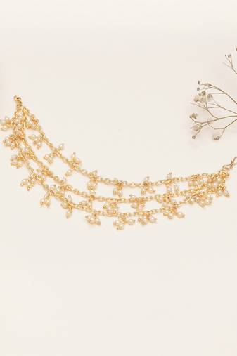 Pearl cluster layered single hair chain