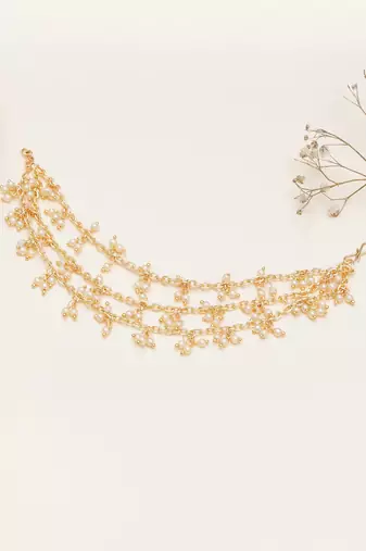 Pearl cluster layered single hair chain