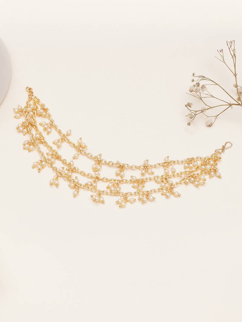 Pearl cluster layered single hair chain