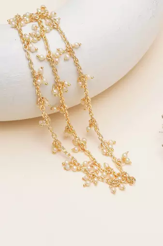 Pearl cluster layered single hair chain