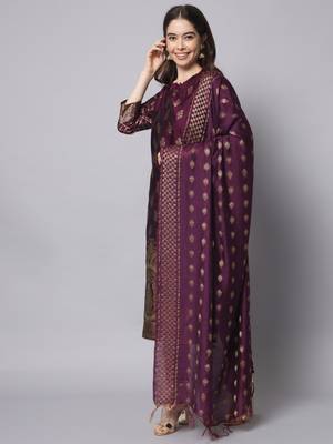 wine fancy cotton silk kurta set 3