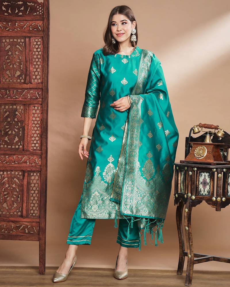 Rama cotton silk jacquard designer festive wear readymade suit