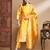 Yellow cotton silk jacquard designer festive wear readymade suit