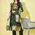 Green silk jacquard designer festive wear readymade suit