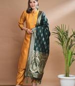 Mustard cotton silk blend designer festive wear readymade suit