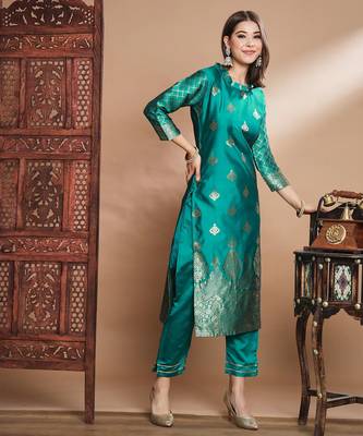 Rama cotton silk jacquard designer festive wear readymade suit 3