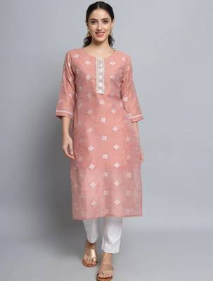 Peach pink silk blend designer festive wear readymade suit 1