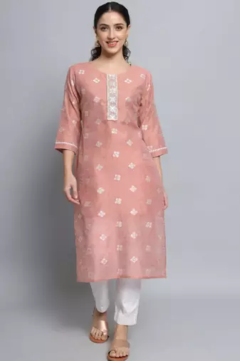Peach pink silk blend designer festive wear readymade suit