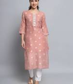 Peach pink silk blend designer festive wear readymade suit