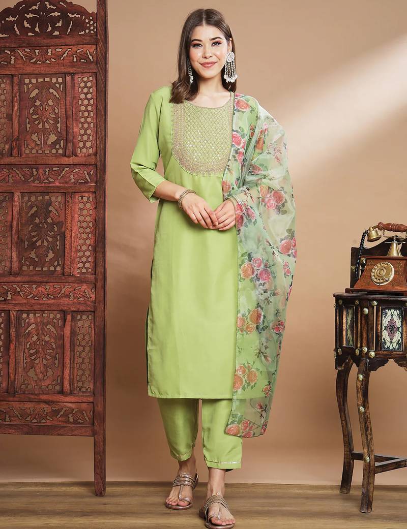 Pista silk blend designer festive wear readymade suit
