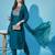 Teal cotton silk jacquard designer festive wear readymade suit