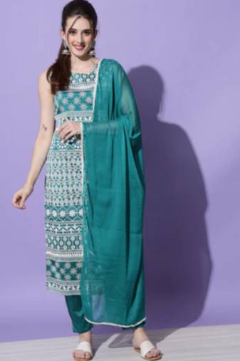 Rama blue silk blend designer festive wear readymade suit