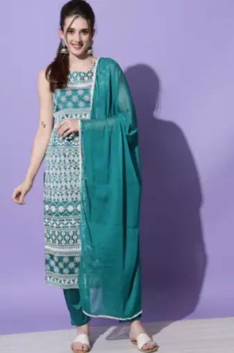 Rama blue silk blend designer festive wear readymade suit