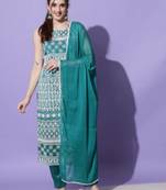 Rama blue silk blend designer festive wear readymade suit