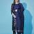 Navy blue cotton silk jacquard designer festive wear readymade suit