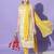 Yellow silk blend designer festive wear readymade suit