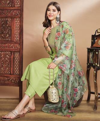 Pista silk blend designer festive wear readymade suit 2
