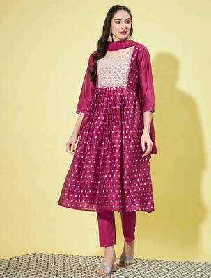Purple chanderi modal butti designer festive wear readymade suit 1