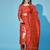 Red cotton silk jacquard designer festive wear readymade suit