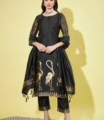 Black cotton silk jacquard designer festive wear readymade suit