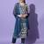 Teal silk blend designer festive wear readymade suit