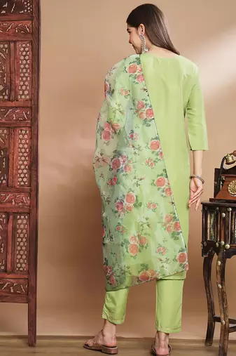 Pista silk blend designer festive wear readymade suit