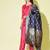 Cherry-red cotton silk blend designer festive wear readymade suit