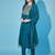 Teal cotton silk jacquard designer festive wear readymade suit
